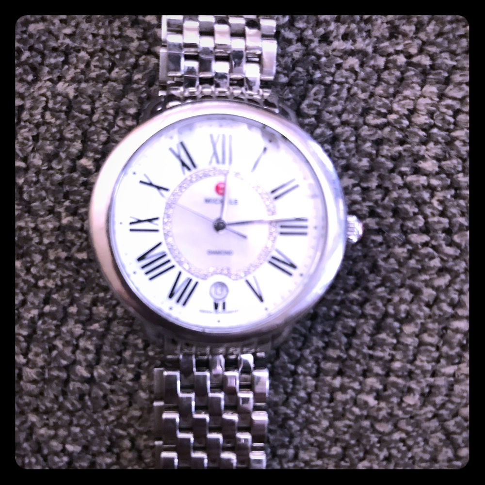 Michele Mid stainless steel Diamond Watch